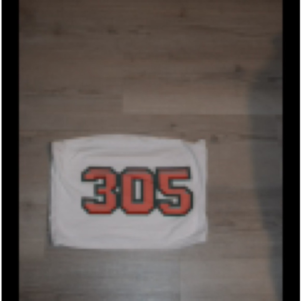 White Tube Top with Red '305' Print